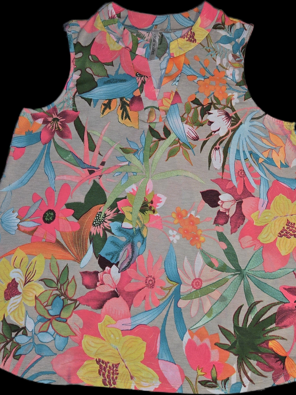 New Dear Scarlett Colorful Tropical Floral Sleeveless Top Size Large - Picture 2 of 3